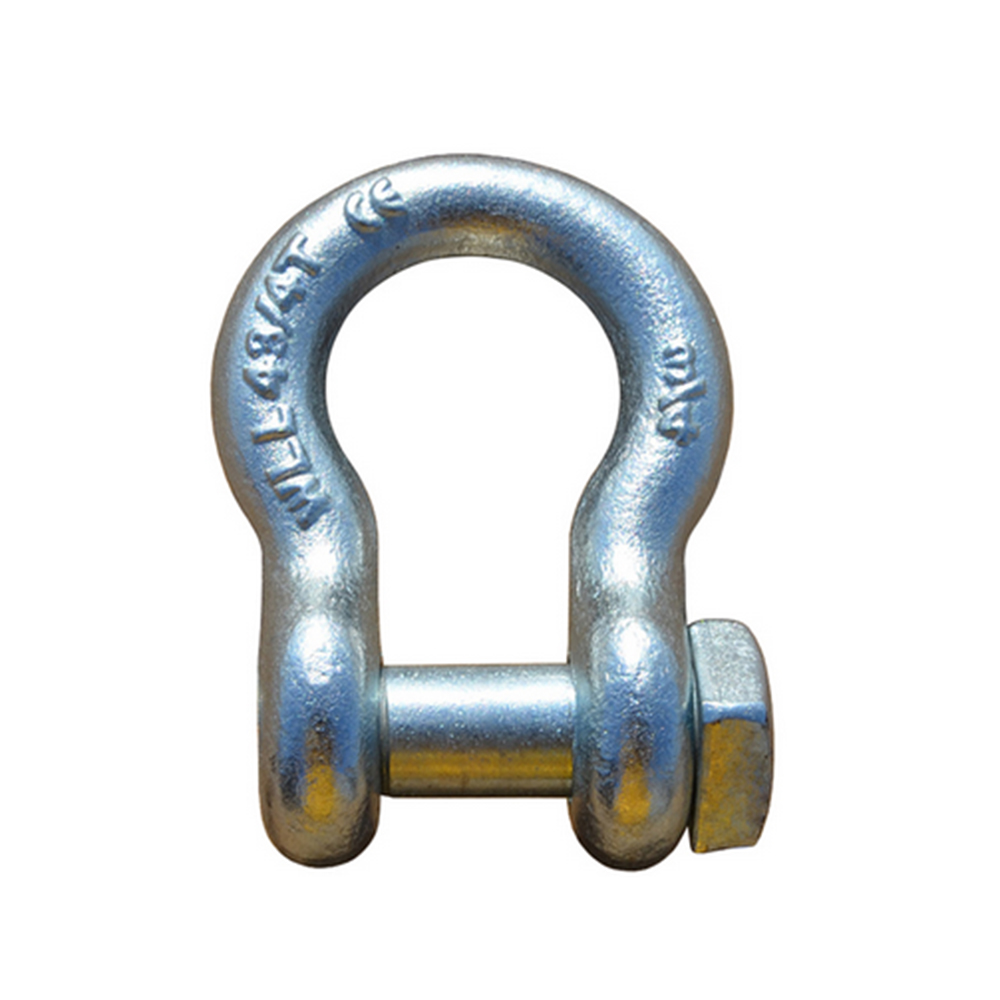 Adjustable Drop Forged Trawling Chain Bow Shackle with Square Head Screw Pin U.S. Type Anchor Bow Shackle Galvanized Shackle
