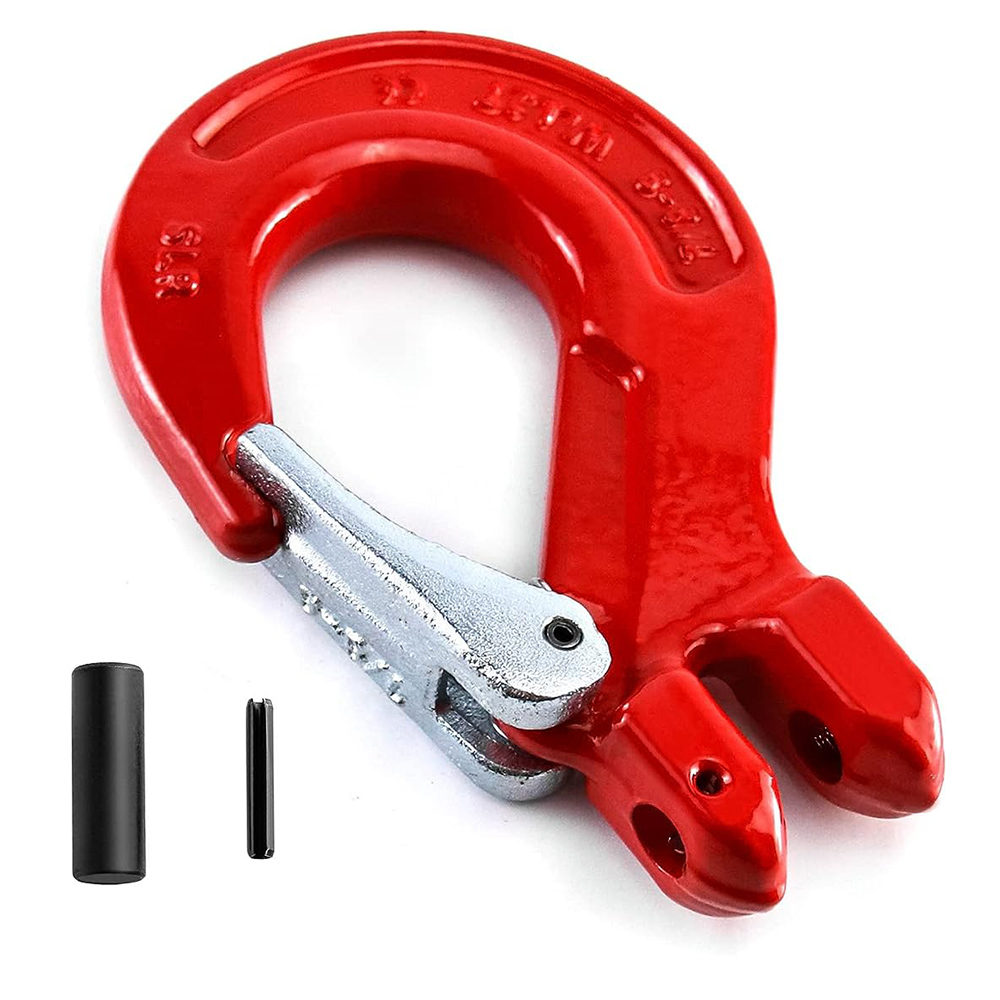 5/16" Clevis Slip Hook with Latch Painted Finish 2470 lbs Load Limit Grade 80 Drop Forged Alloy Steel Clevis Lifting Chain Sling Lift Hook