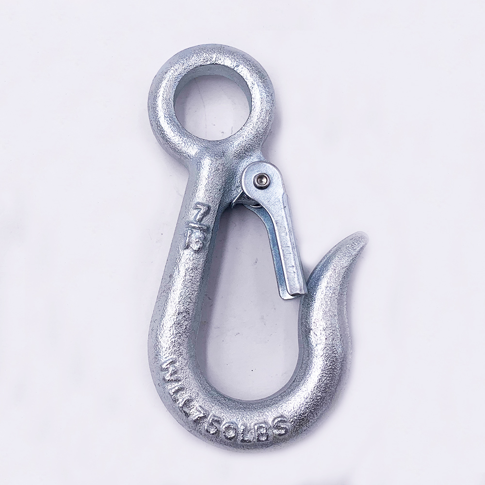 U.S. Type Forged Carbon Steel Snap Hooks Working Load Limit 1000lbs Lifting Grab Hooks 7/16" Galvanized Eye Hook