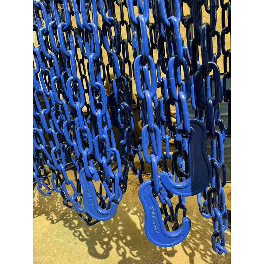 Coated Colorful Welded Chain Alloy Steel G80 Lifting Tow Chain Container Transport Lashing Chain with Hook