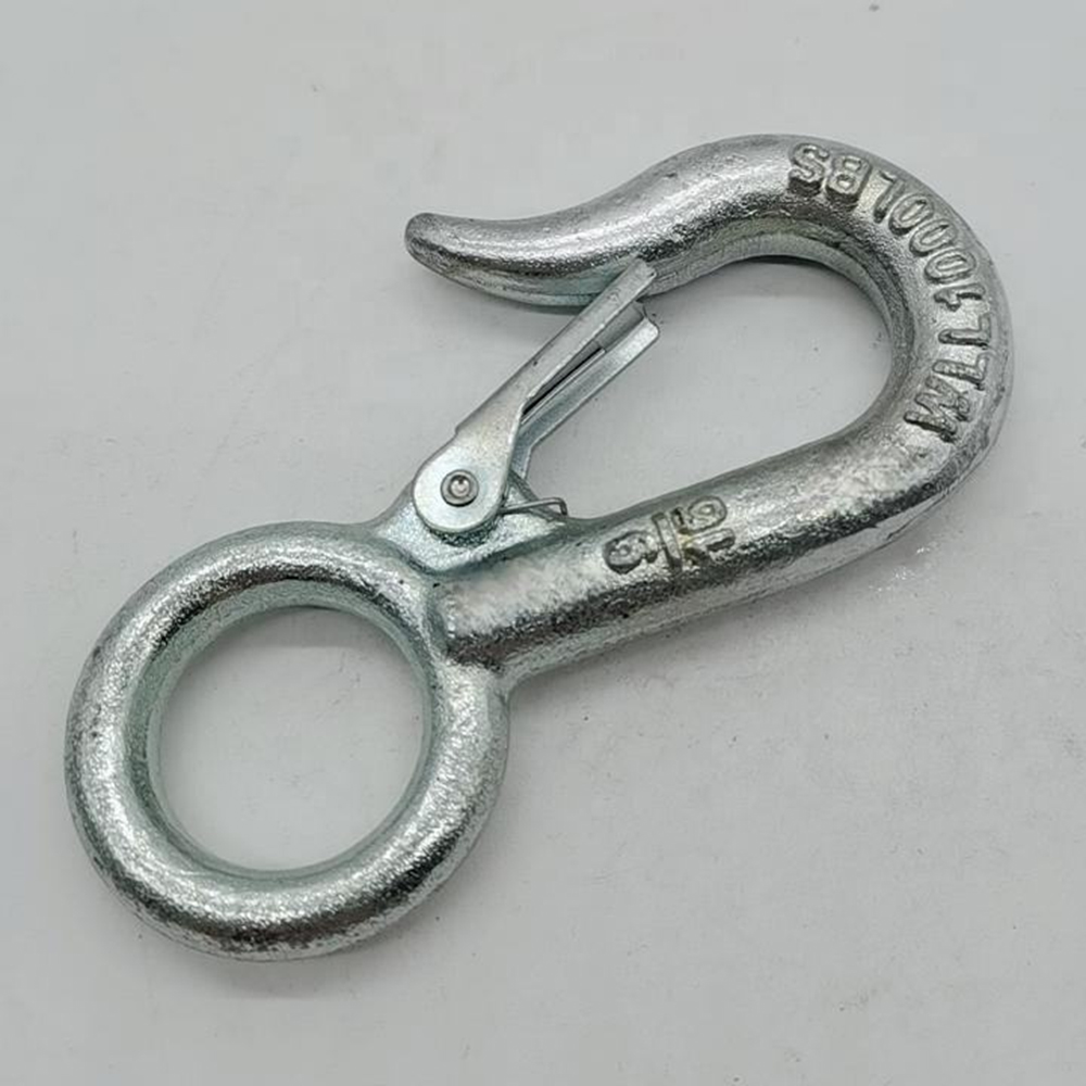 Security Snap Hook Electro-galvanizing Sling Lifting Eye Slip Snap Hook Chain Hoist Crane Lifting Hook with Safety Latch