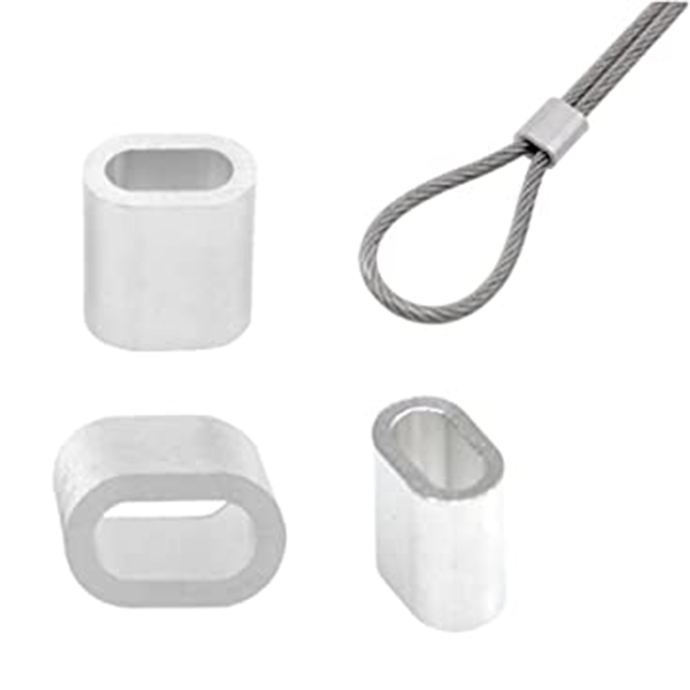 Aluminum Single Barrel Oval Crimp Sleeves and Aluminum Double Barrel Ferrule Crimping Loop Sleeve Assortment Kit Cable Ferrule Wire Rope Sleeves Loops
