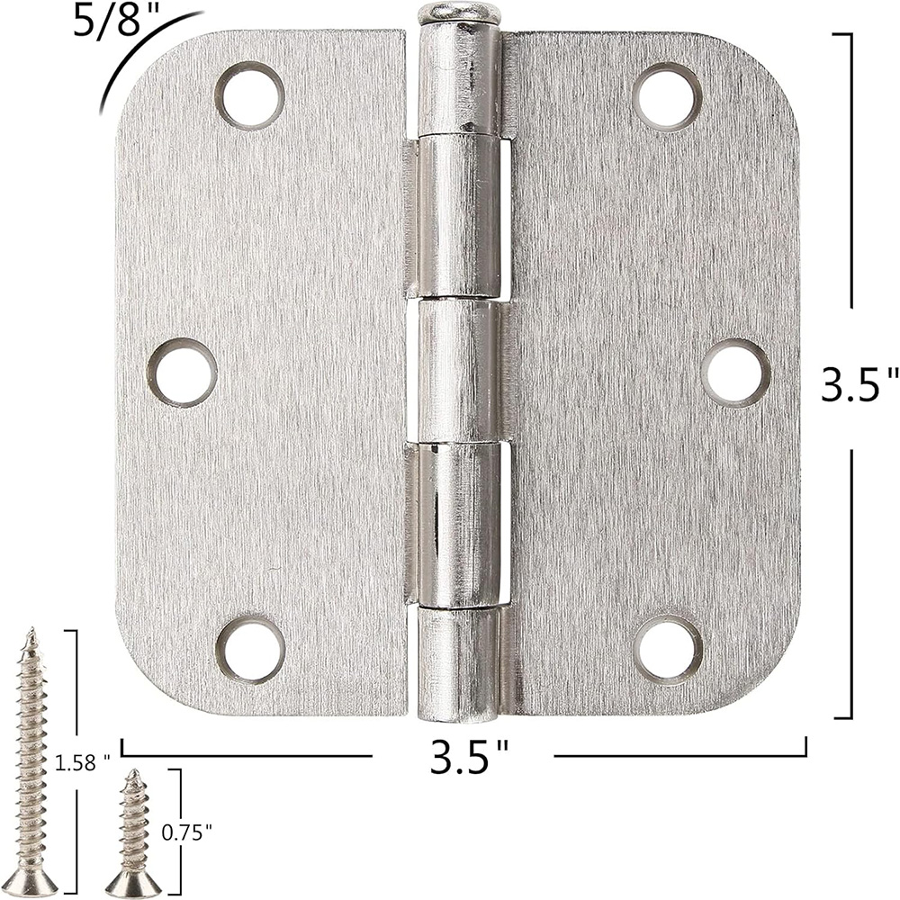 Door Hinges 3-1/2"x3.5 Inch, 5/8 Radius Brushed Nickel Hinges Corrosion Resistance Bilateral Symmetry Square Hinge