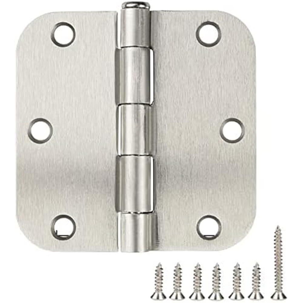 Door Hinges 3-1/2" X 3.5 Inch 5/8 Radius Brushed Nickel Hinges Corrosion Resistance Bilateral Symmetry Square Hinge