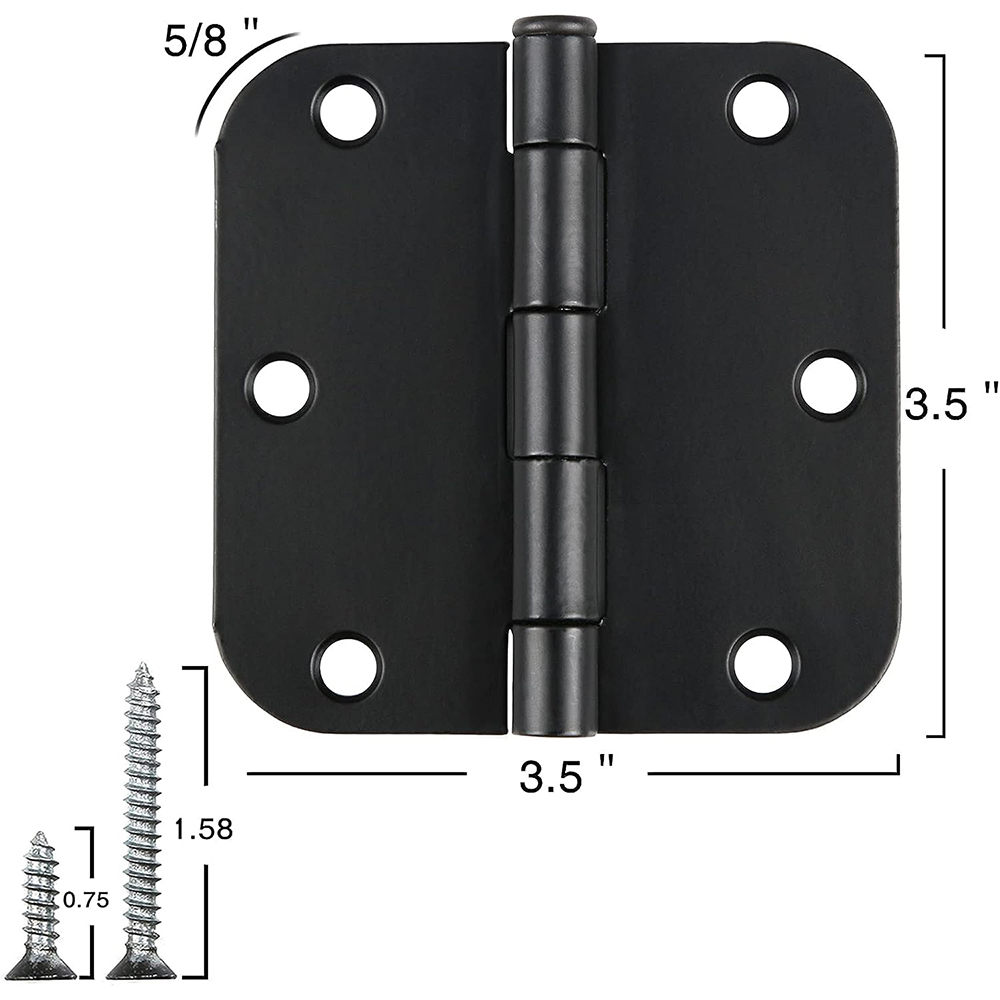 3.5*3.5 Folding Hinges Round 3-1/2"x3.5" 5/8 Radius Matte Black Flush Hinge Wholesale Wood Door Square Hinges