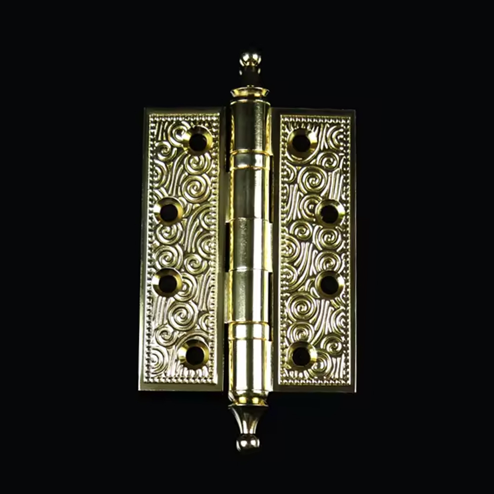 4"x3"x4mm Brass Plated Folded Hinge Luxury European Furniture Accessories Copper Hinge Thickened Door Cabinet Hinges