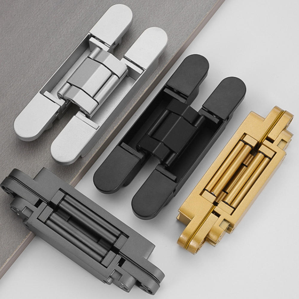 Three-dimensional Zinc Alloy Hidden Door Hinge 3D Adjustable Invisible Hinge Heavy-Duty Concealed Cross Folding Door Hinge