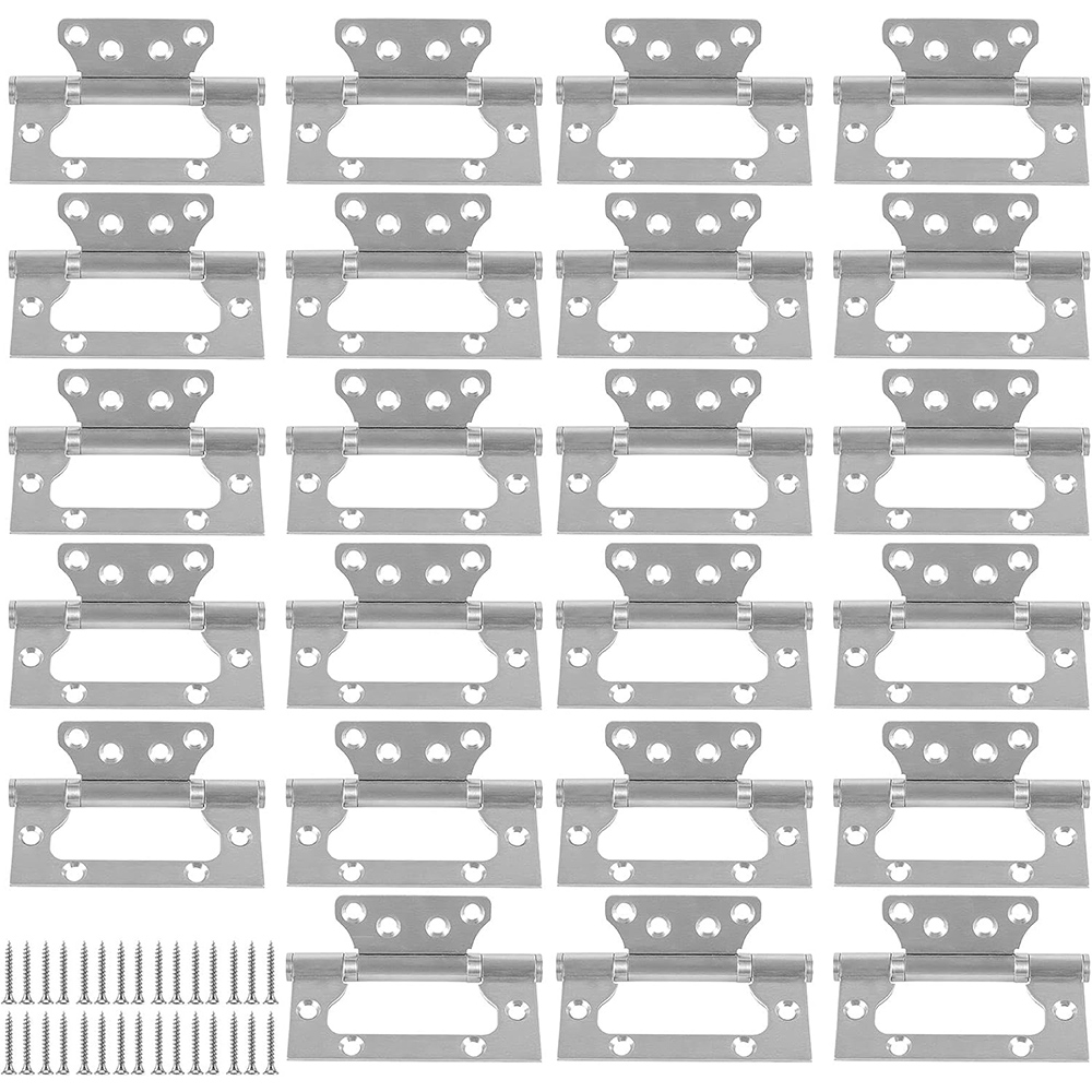 4x3 Inch Silver Non Mortise Door Hinges Heavy Duty Brushed Nickel Flush Door Hinges Stainless Steel Door Hinges with Screws