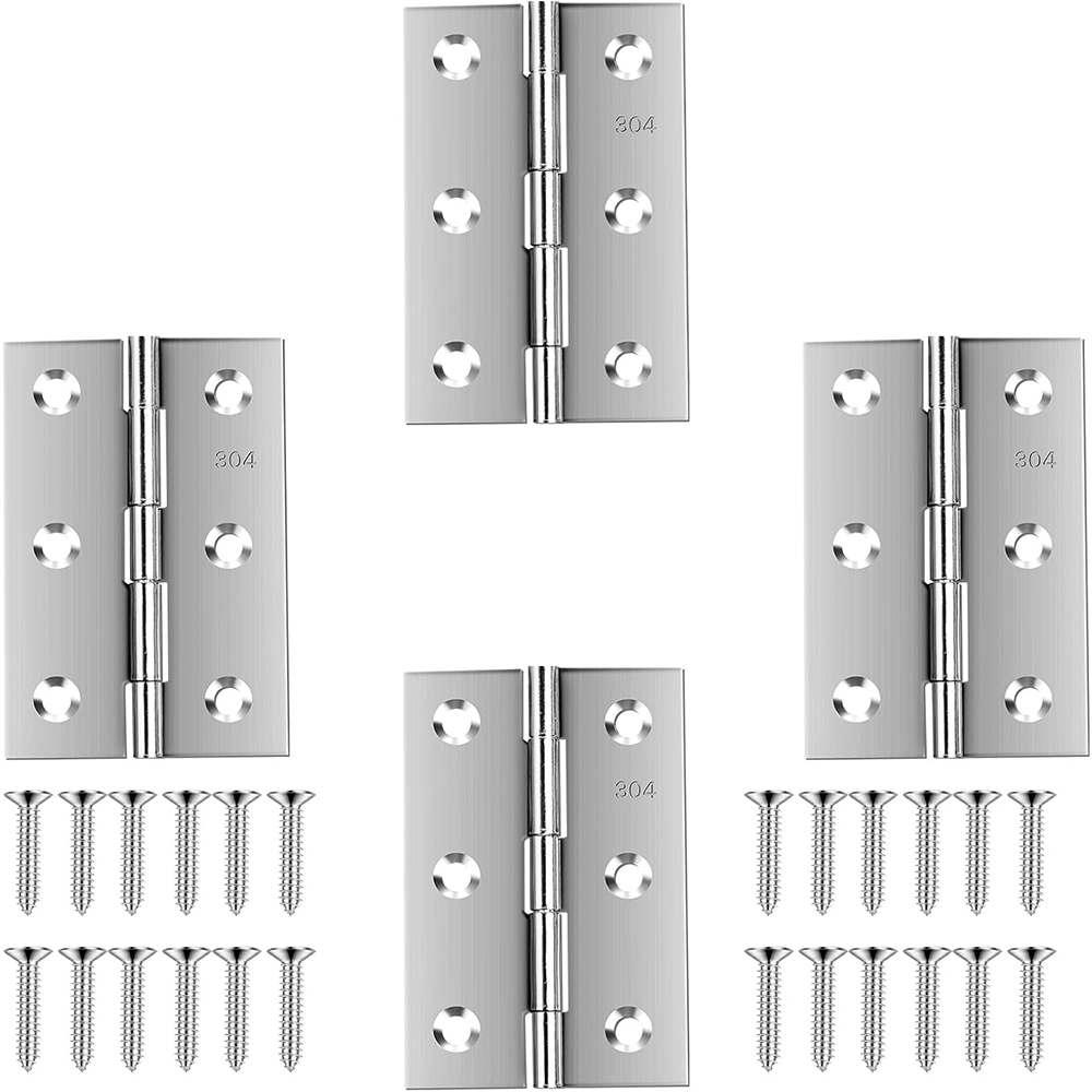 Stainless Steel Door Hinges 3 Inch Folding Butt Hinges for Furniture Door Window Case Lid and Wooden Box Chest