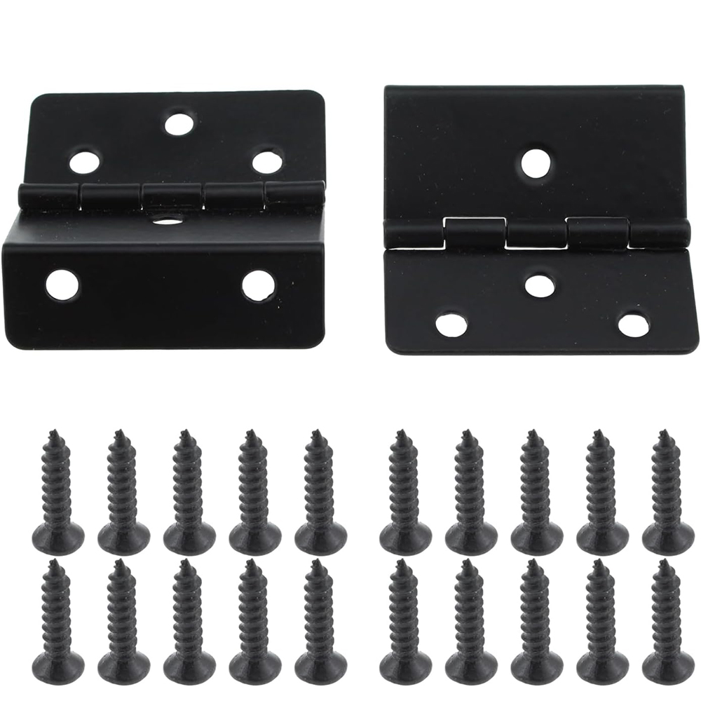 Three Folding Door Hinge 43mm Black Antique Decorative Box Hinge Three Fold Retro Hinge with Screws for Door Cabinet Furniture Vintage Jewelry Chest