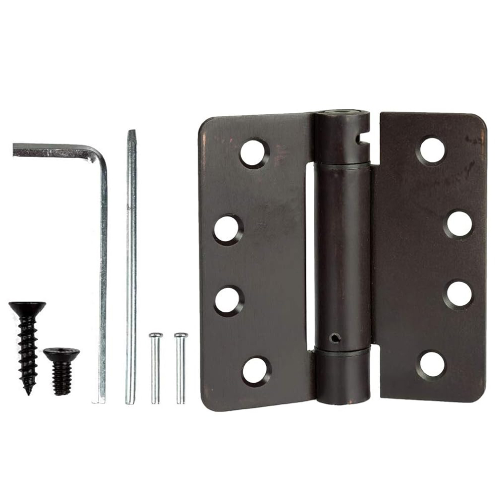 Oil Rubbed Bronze Mortise Spring Hinge 4 x 4 Inch Interior Spring Hinges for Doors with 1/4" Radius Corners Self Closing Door Hinges