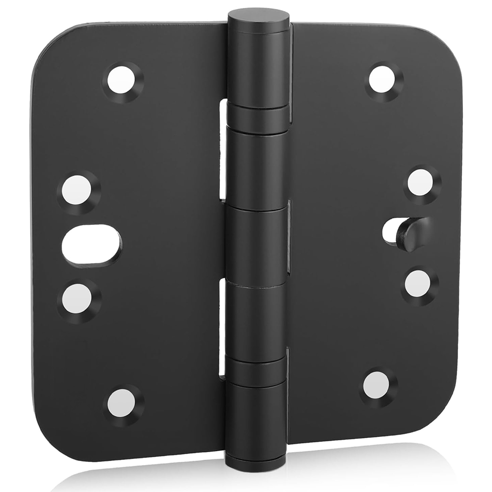 Matte Black Heavy-Duty Stainless Steel Ball Bearing Security Door Hinges 4inch Outswing Doors Hinges 5/8'' Radius Corners for Exterior & Interior Doors