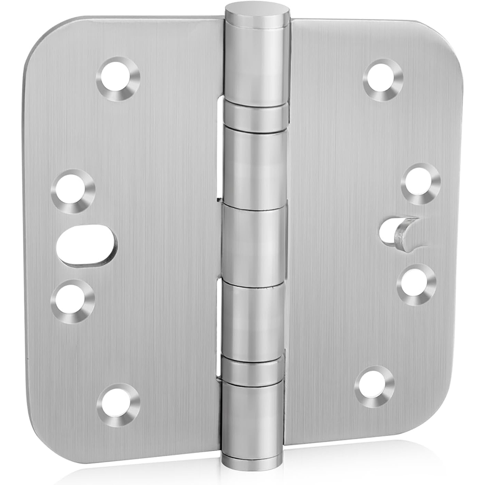 Outswing Doors Hinge with 5/8'' Radius Corners 4inch Satin Nickel Brushed Stainless Steel Heavy-Duty Hinges Ball Bearing Security Door Hinges for Exterior & Interior Doors