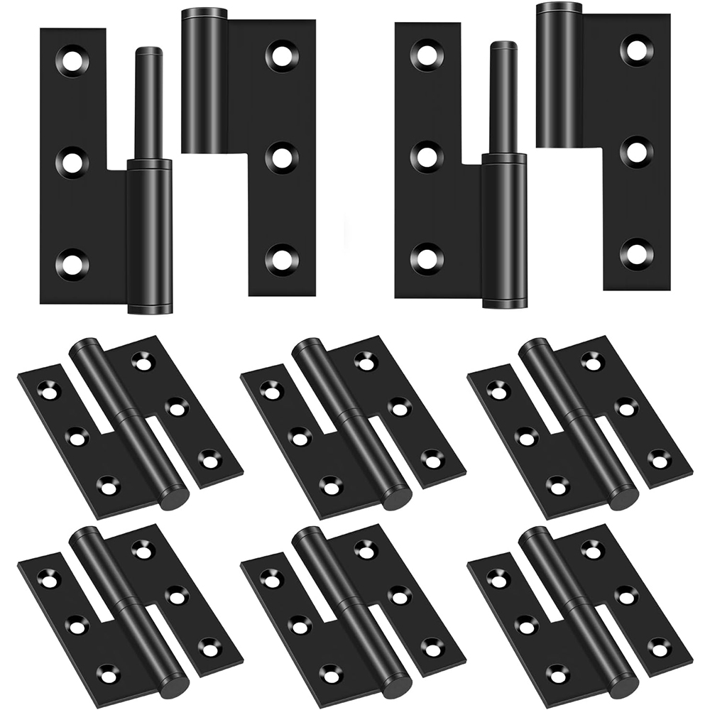 Left 3 INch Black Lift Off Hinge H-Shaped Hinge Repair Hardware Heavy Duty Removable Stainless Steel Hinge for Indoor Outdoor DIY Projects