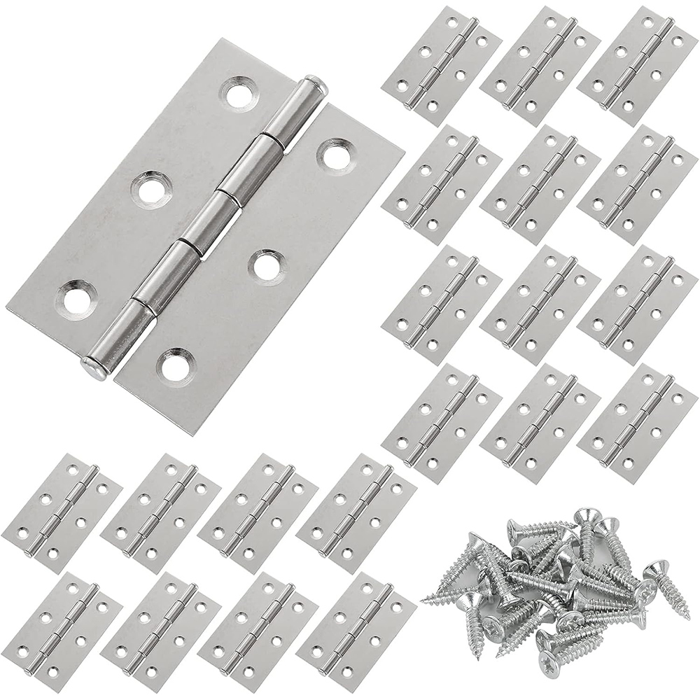 Cabinet Door Closet Door Hinge with Mounting Screws Home Furniture Hardware Small Folding Butt Hinges Sliver 2.75" x 1.7" Stainless Steel Hinges for Cabinets, Window, Closet