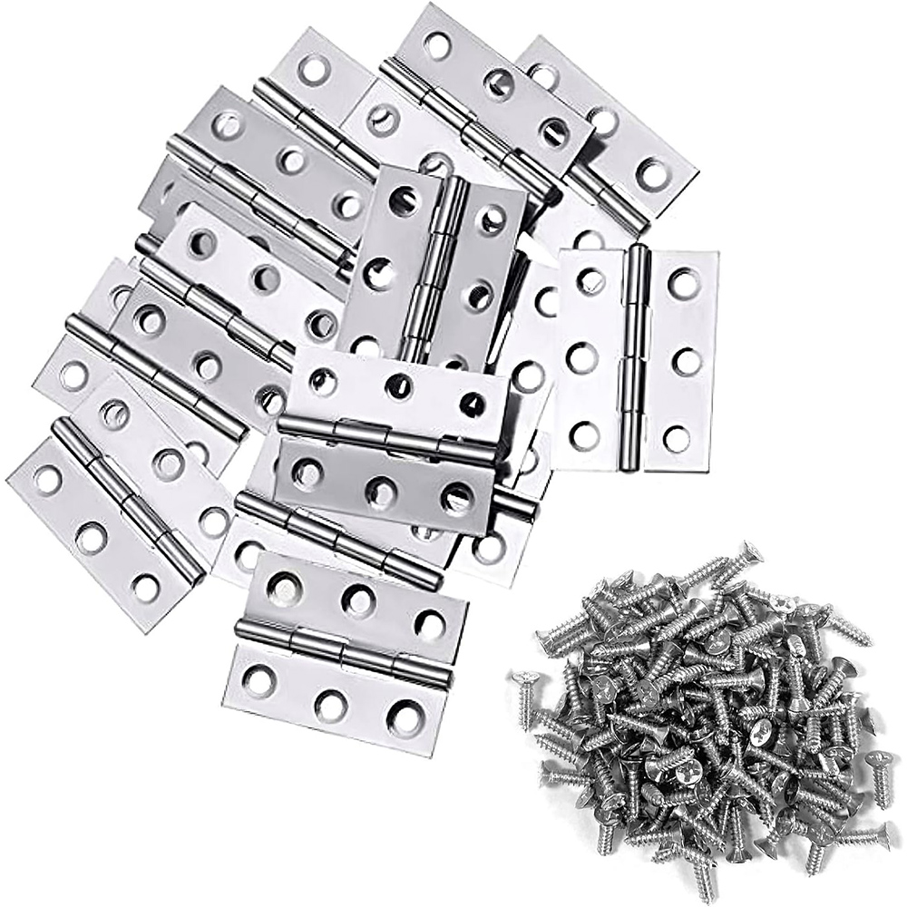 Small Doors Hinges with Screws Wooden Boxes Hinges 2 Inch Stainless Steel Folding Hinges for Lightweight Applications and Small Crafts