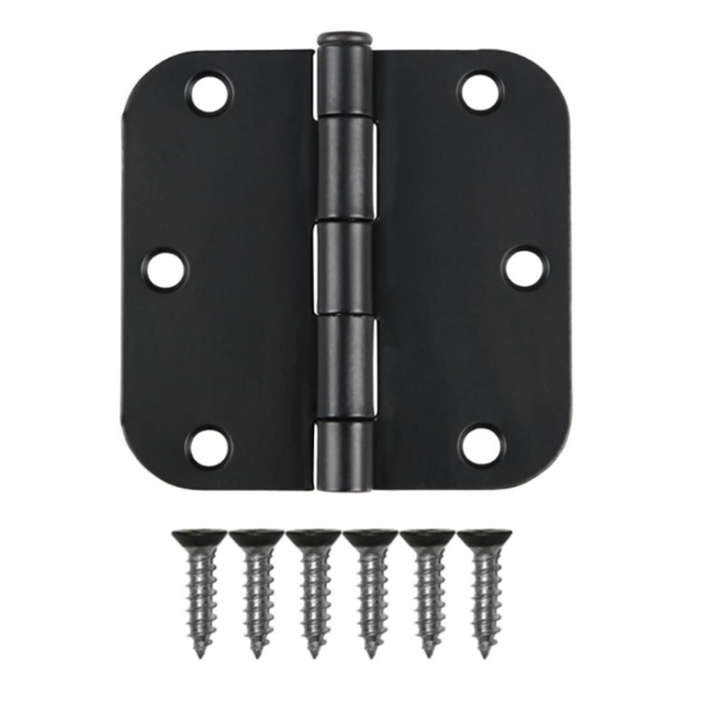 3.5-Inch Iron Hinge Electrophoretic Black Full Mortise Butt Hinge Round Corner Ball Bearing Door Hinge Square Folding Hinges