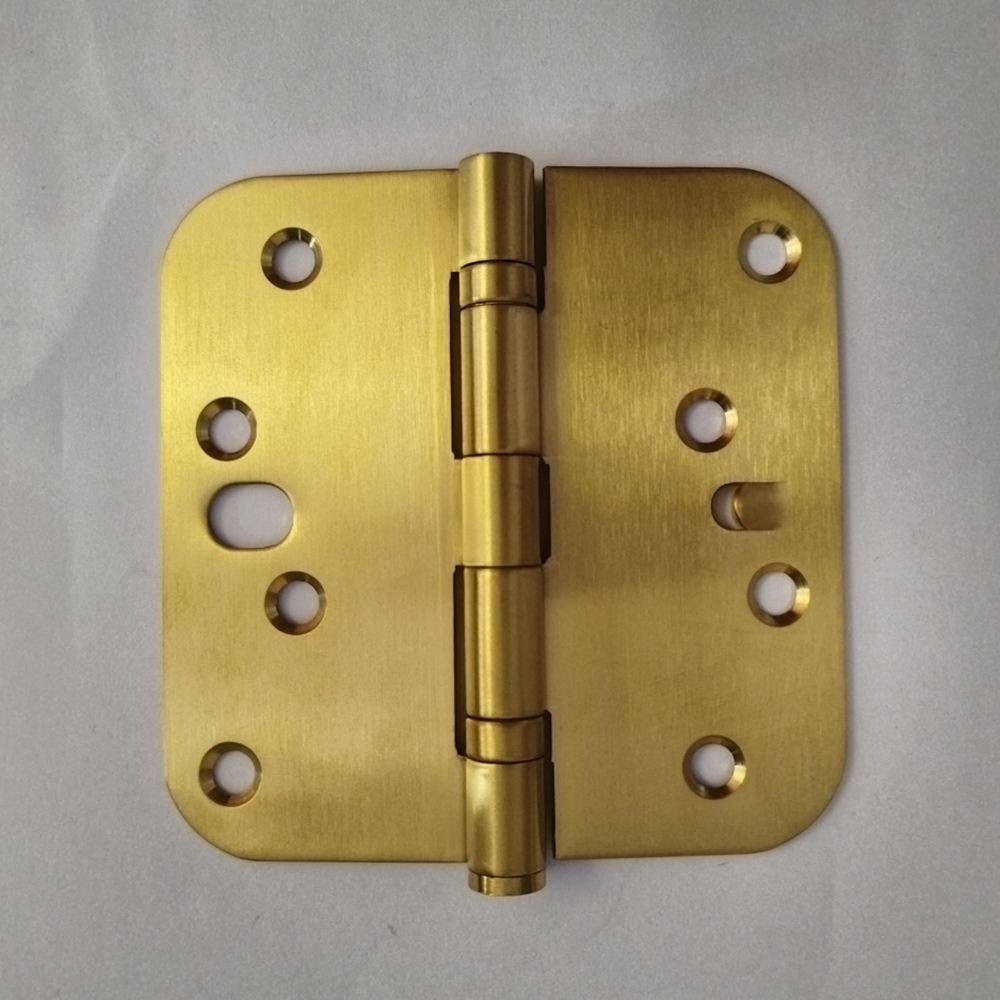 4"x4" Square Round Corner Butt Hinge 2.5mm Thick 304/ 201 Stainless Steel Hinge with Anti-Theft Pin Security Stud Door Hinge Gold PVD