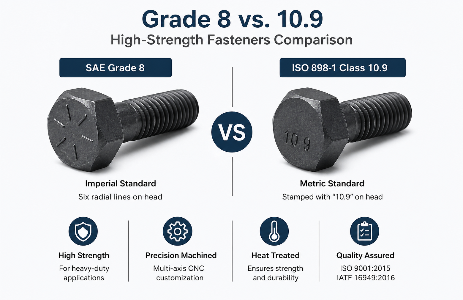 Understanding Fastener Grades Grade 8 vs. 10.9 for High-Strength Applications