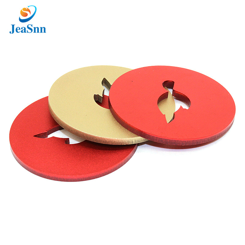 Custom logo flat anodized aluminum washer with anodizing gold red color for sale