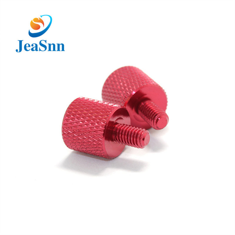 Round colored knurled knob anodized aluminum thumb screw for sale