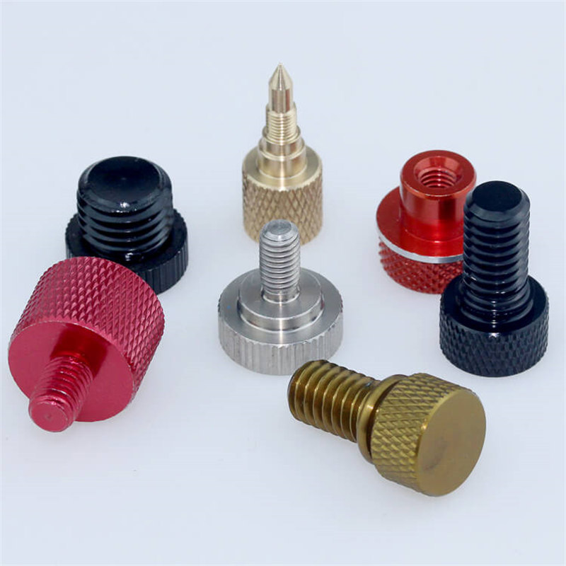 Round colored knurled knob anodized aluminum thumb screw for sale