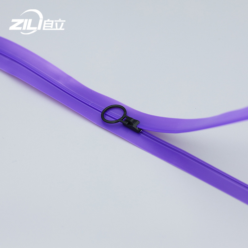 PE PP PVC EVA Plastic Flat Zipper With Circle Lock For Cloth Bag