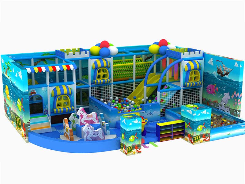 Мягкая игровая площадка среднего размера для помещений с горкой для дошкольных учреждений