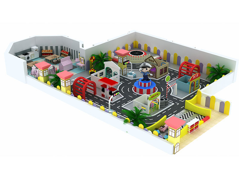 Conjunto de brincadeiras macias para ginástica esportiva interna infantil de fácil instalação com trampolim