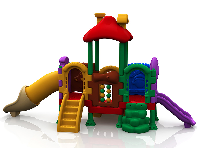 Простая установка детского развлекательного пластикового оборудования на открытом воздухе с горкой