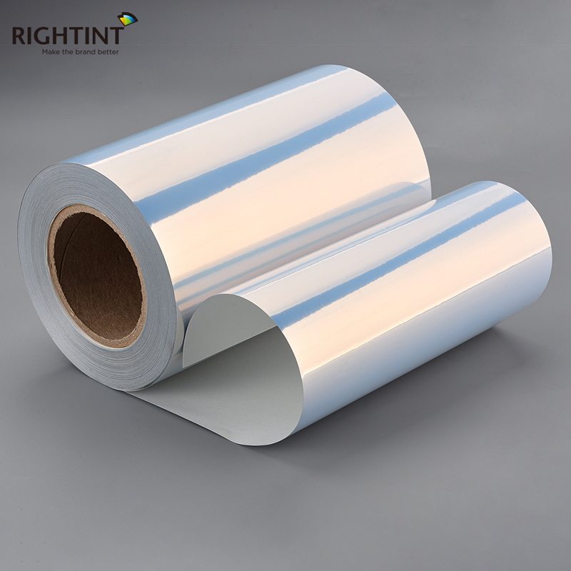 Self Adhesive 80mic Glossy Silver PET Film for Inkjet Printing   Acrylic adhesive 80gsm white glassine liner