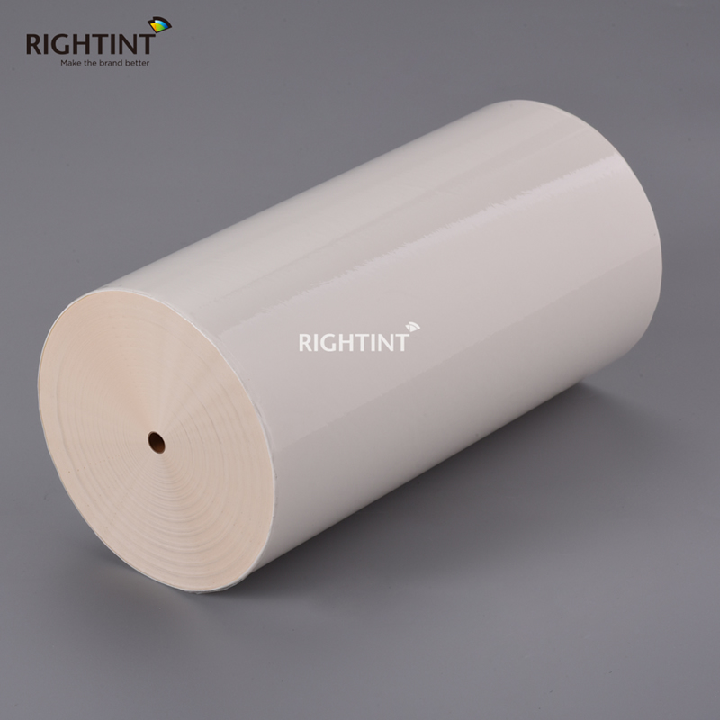 Self Adhesive 50mic Clear PET Film with water-based Acrylic adhesive and 80gsm white glassine liner