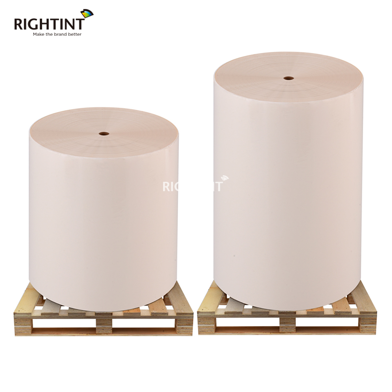 Strong adhesion Self Adhesive Clear PET Film with Solvent acrylic adhesive and 60gsm white glassine liner