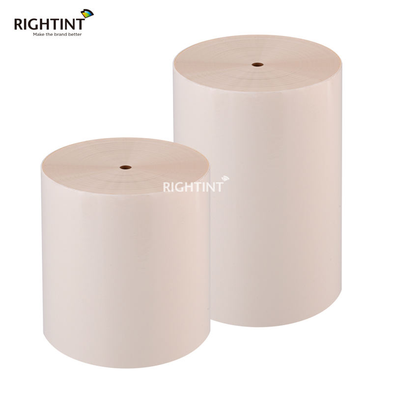 50mic Transparent Sticky PET Film with Solvent acrylic adhesive and 80gsm white glassine liner