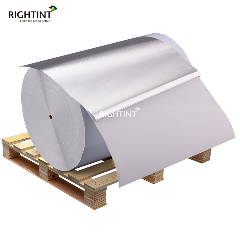 25mic glossy white self-adhesive PET film with Aluminum plating on the back
