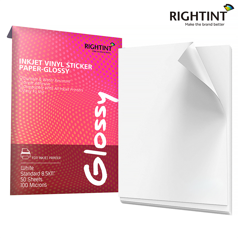 100mic inkjet glossy white PP water glue 80gsm white glassine liner