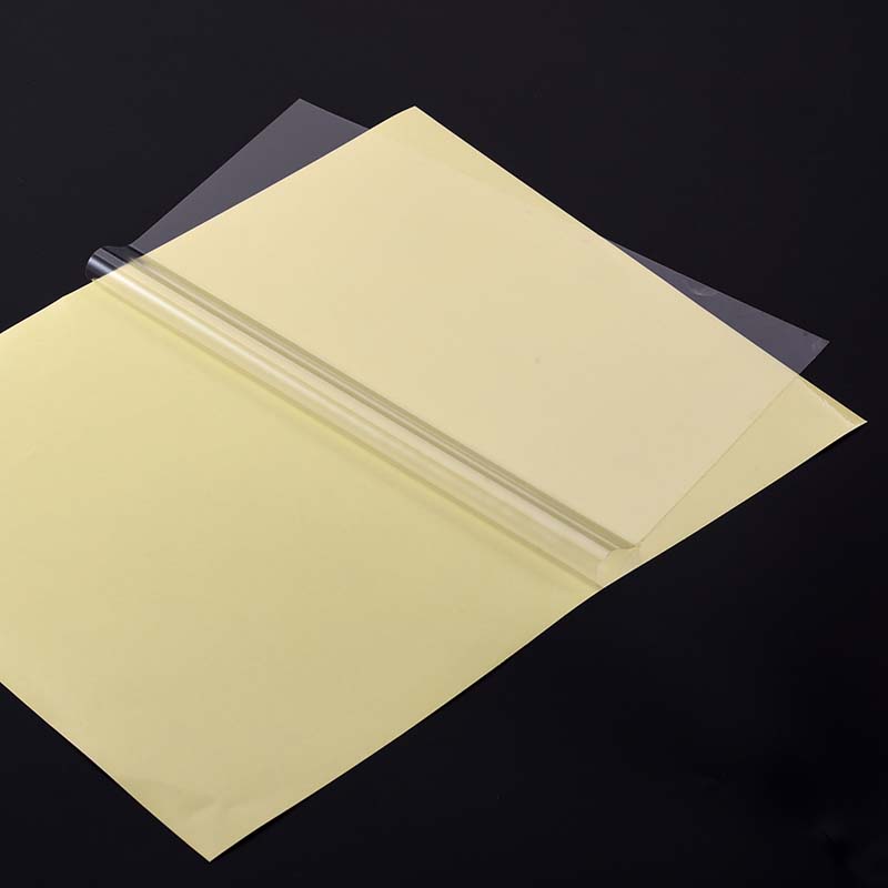 25mic Clear PET Offset Label Material, Water-Based Acrylic Adhesive, 135gsm Yellow Glassine Liner