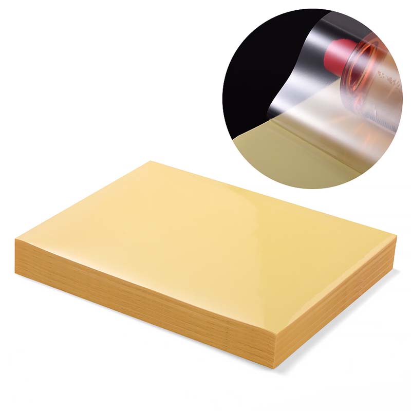 25mic Clear PET Offset Label Material, Water-Based Acrylic Adhesive, 135gsm Yellow Glassine Liner