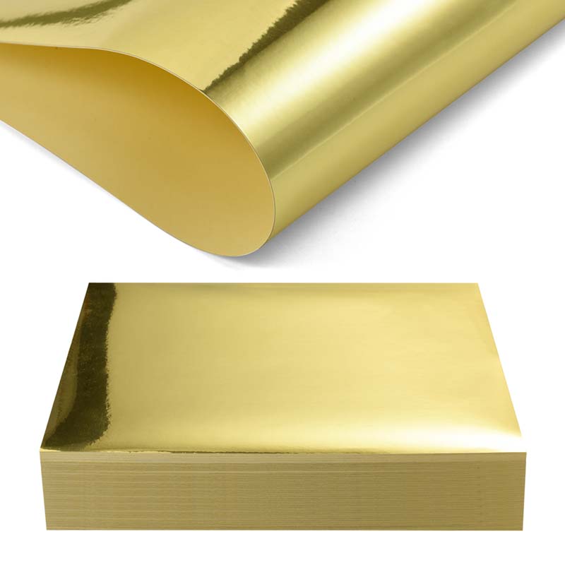 50mic Glossy Gold PET Offset Printable Self Adhesive Label Material, Water-Based Acrylic Adhesive, 135gsm Paper Liner