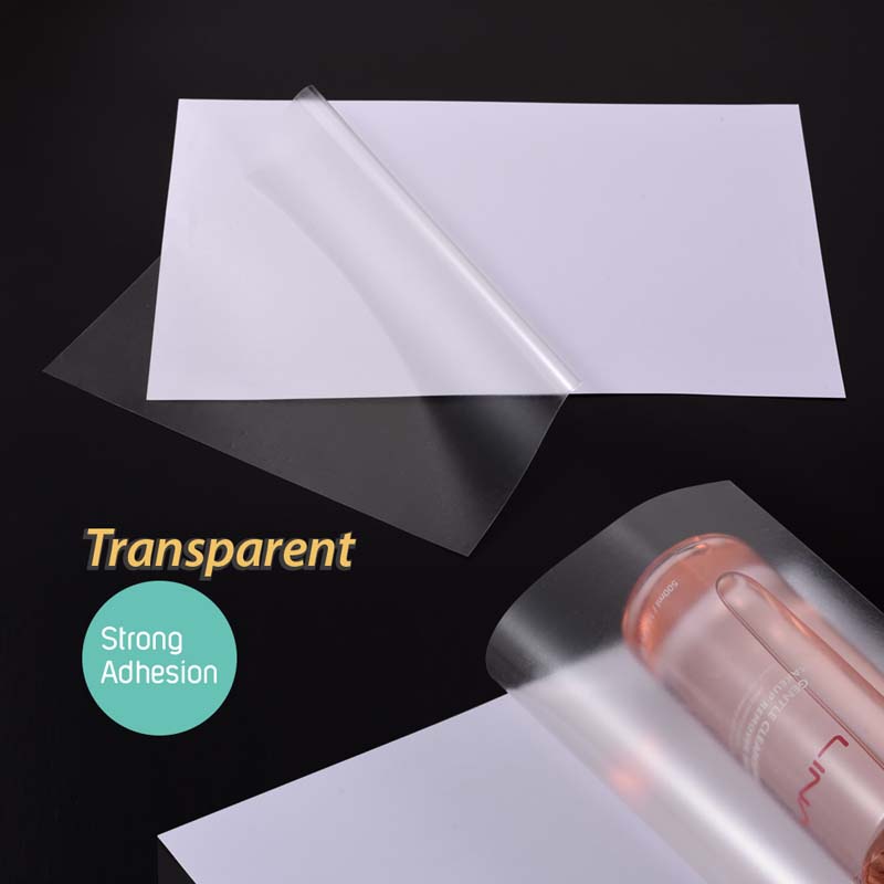 50mic Clear PET Pressure Sensitive Label Material for Offset Printing, Water-Based Acrylic Adhesive, 135gsm Woodfree Paper Liner