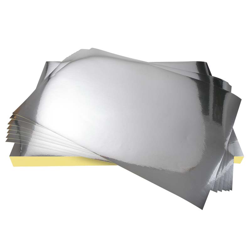 50mic Bright Silver Metallic Label Material for Offset Printing, Acrylic Adhesive, 135gsm Yellow Glassine Liner