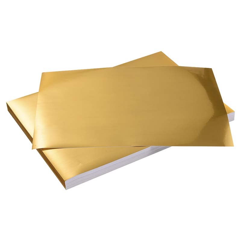 50mic Brushed Gold PET Self Adhesive Labelstock for Offset Printing, Acrylic Adhesive, 135gsm Woodfree Paper Liner