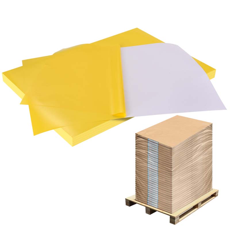 80mic Yellow PVC Vinyl Sticker Labelstock for Offset Printing, Acrylic Adhesive, 135gsm Woodfree Paper Liner