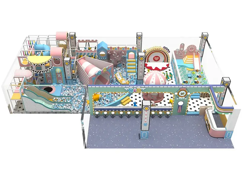 China 240㎡ Dream Park, een overdekte speeltuin met macaron-thema.