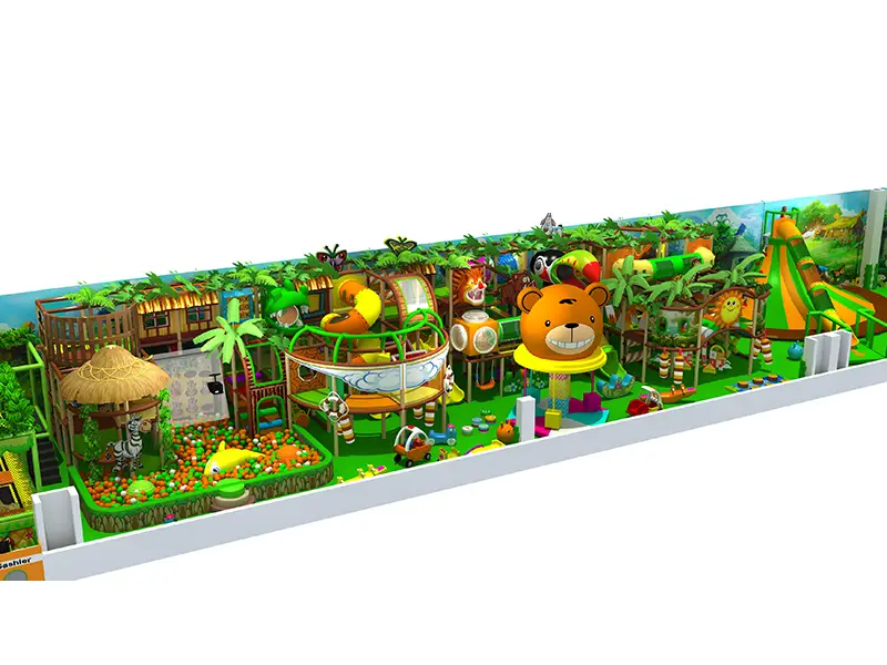 Jungle theme indoor commercial soft playground with ball pool slide park