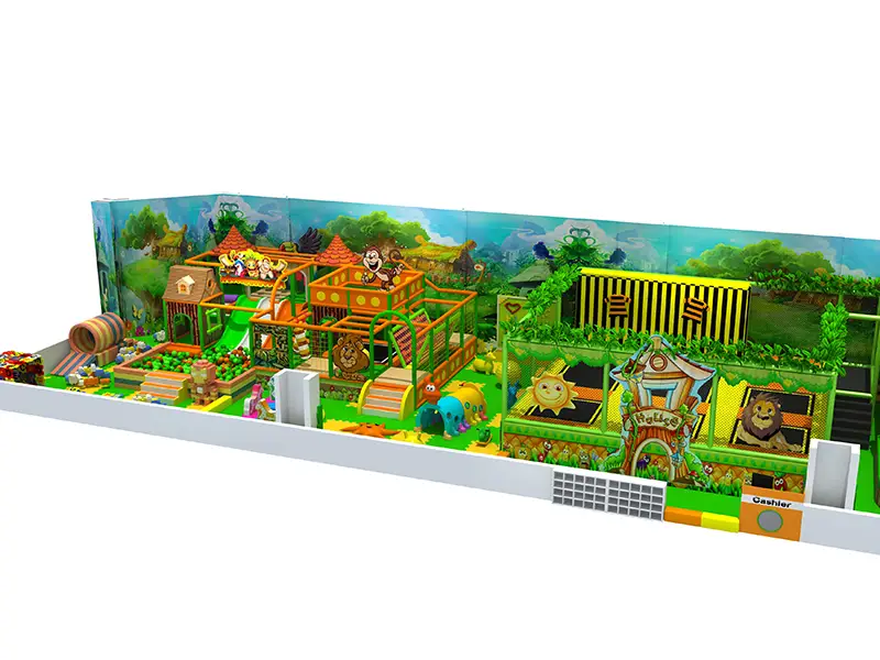 Jungle theme indoor commercial soft playground with ball pool slide park