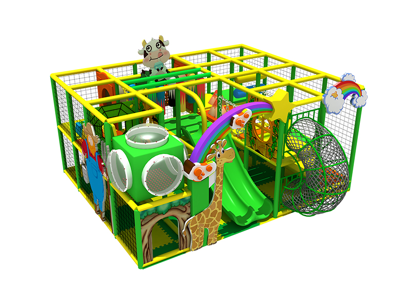 Kids Fun Amusement Park Plastic Indoor Playground set for kids with climbing net