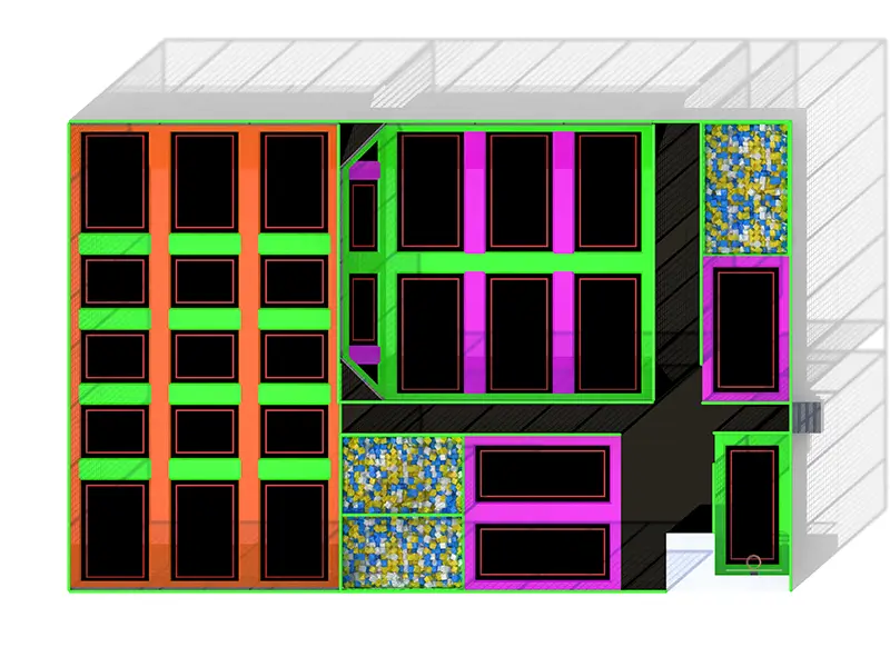 200-300sqm TUV Certified Gymnastic Trampoline Park For Teenages