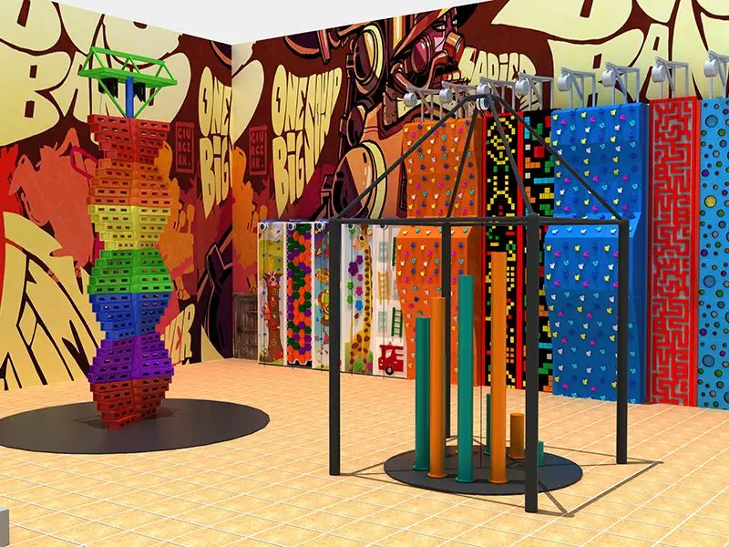 Hot sale custom small commercial safety popular indoor ninja courses with climbing wall