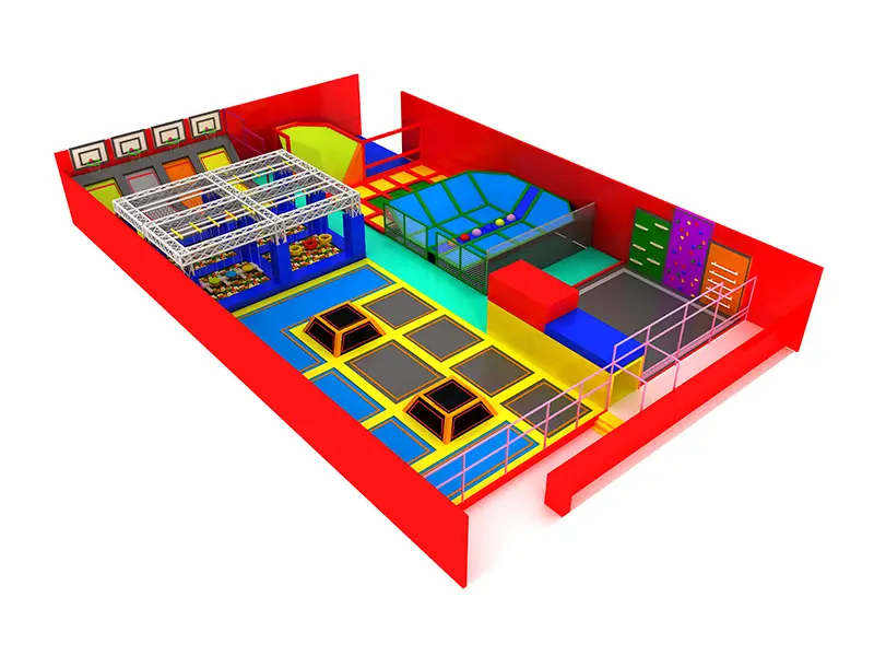 Over 500sqm Indoor Trampoline Park with Softer Material Ninja Course And Basketball Equipment